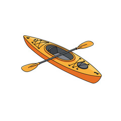 Fototapeta premium Kayak flat vector illustration. Extreme sports. Equipment for kayaking, canoeing. Active lifestyle. Outdoor activities.