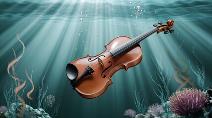 Fototapeta premium Violin underwater 