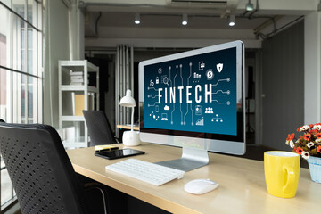 Fintech financial technology software for modish business to analyze marketing strategy