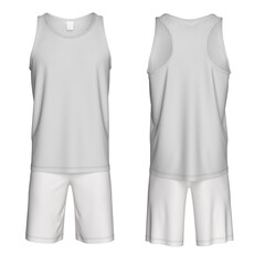3D Render of Sleeveless Volleyball Kit Mockup. Front and Back View