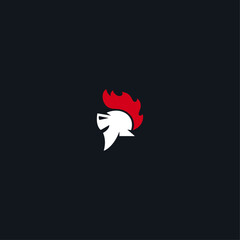 Roman knight helmet logo icon flat vector design