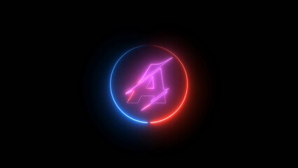 Abstract Letter A Logo Design with Neon Glow and Circular Frame on Black Background