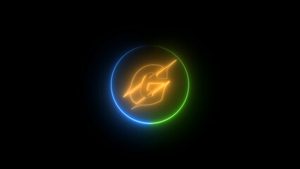 Abstract Neon Logo with Circular Border on Black Background Glowing Letter G Design