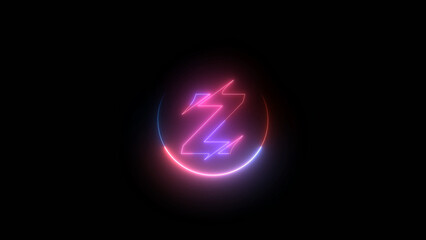 Neon Letter Z in a Circle with Pink and Blue Gradient on Black Background