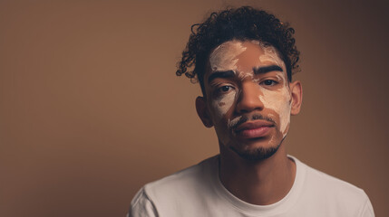 Obraz premium man with vitiligo facing 