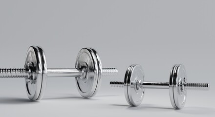 3D rendering, dumbbells on the floor in fitness concept, white background