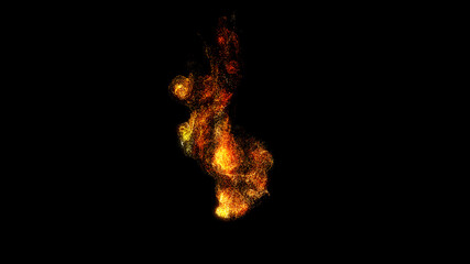 Abstract, particle, dust, energy mass, floating in the wind, on a black background, 3d render