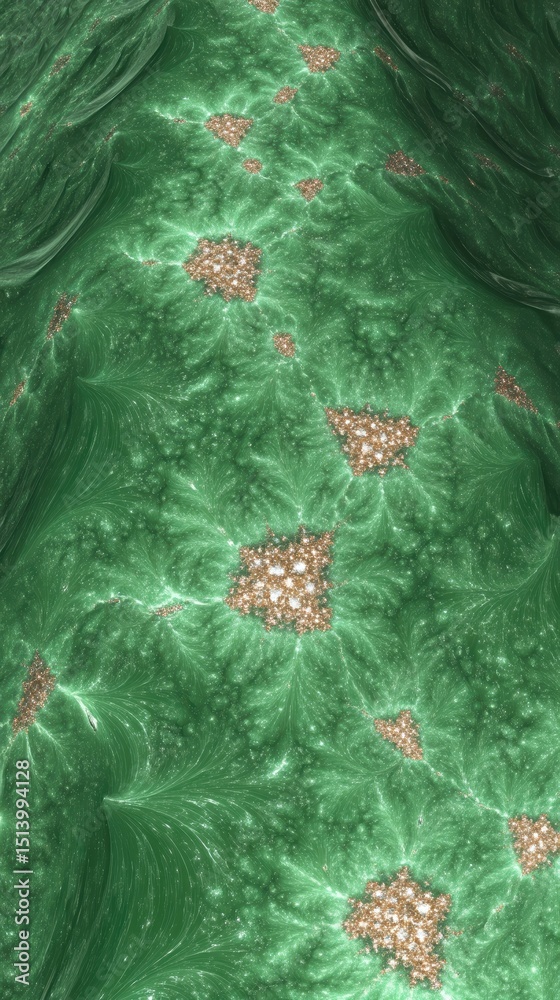 Aufkleber Intricate Patterns of Fractal Jade Showcasing Natural Forms and Textures With Sparkling Highlights