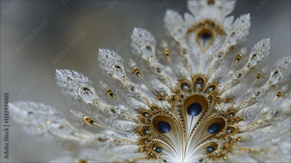 Aufkleber unique fractal mushrooms displaying intricate patterns in a serene natural setting at dusk
