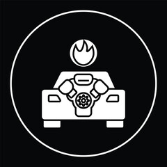 Engine burning overheat car illustration