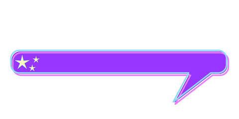 Purple Bright Speech Bubble Graphic Icon. Simple Infographic Text Box Silhouette Outline Frame Border. Empty Dialogue Blank with Stars Background. Bold Vibrant Positive Color.