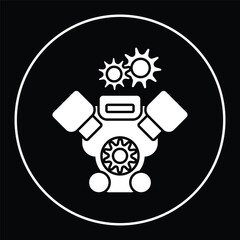 Engine car logo symbol and icon vector illustration with black and white color