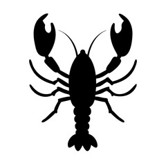 Black silhouette of a lobster seafood crustacean vector illustration marine life design graphic art