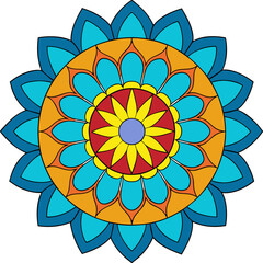 Sacred symmetry mandala with radiant floral design and ornamental balance in vibrant peaceful aesthetics