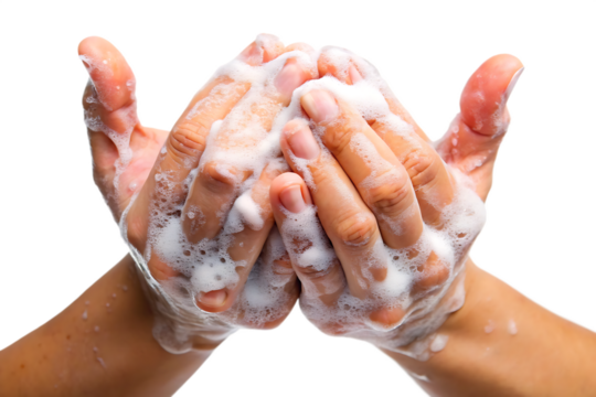 Clean hands washing soap suds isolated on white background png ai generated isolated on a white background