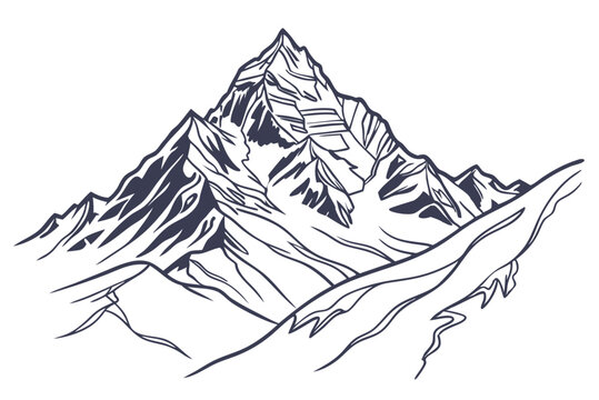 Everest Mountain Range Vector on White Background