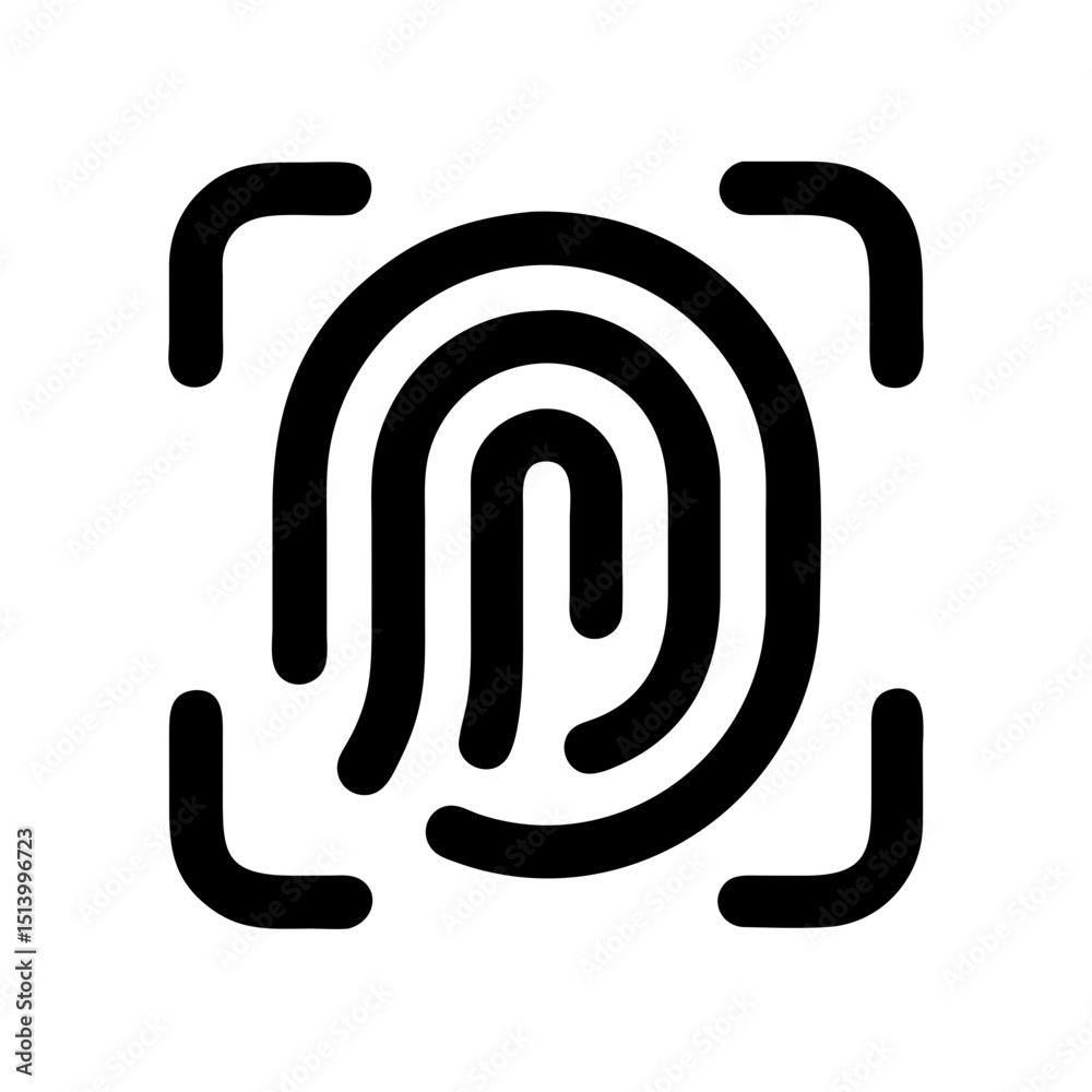 Poster fingerprint scan identification security authentication biometric access control system icon vector