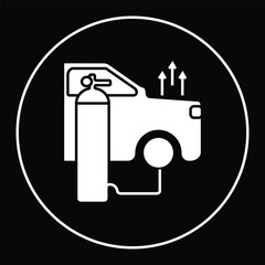 Pumping air pressure tires with compressor illustration. Vector icon illustration of a gas pump