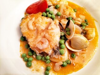 monkfish fish stew with seafood