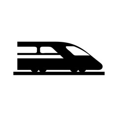 High speed train vector icon illustration, modern bullet train silhouette for travel design, rail