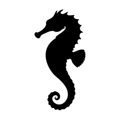 Seahorse silhouette vector art, ocean animal graphic, sea life illustration, marine design element