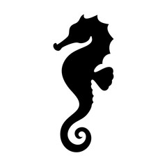 Sea horse silhouette vector image marine life ocean animal hippocampus aquatic illustration art