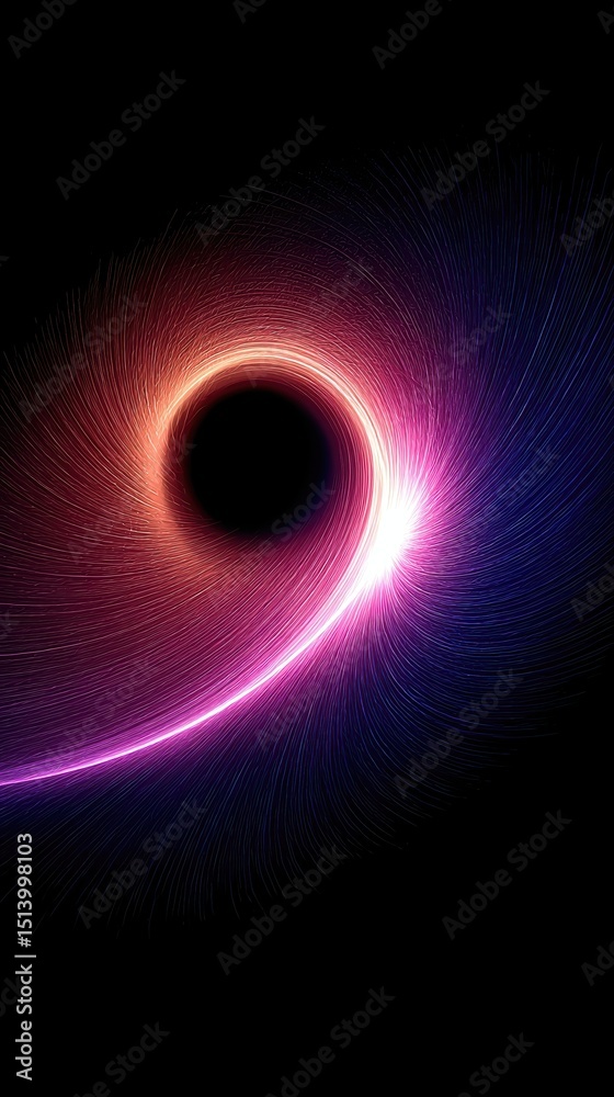 Poster swirling colorful vortex at the top of a pocket with psychedelic dark design and mysterious depth