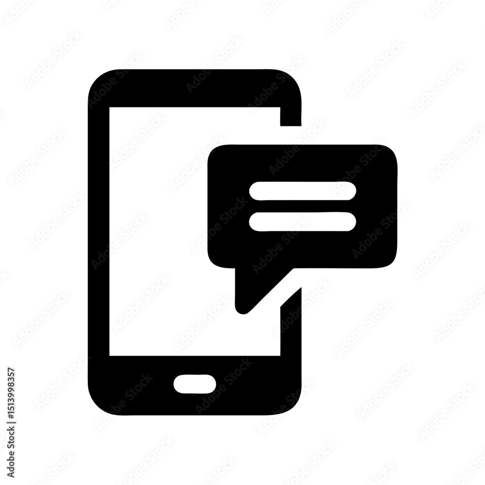 Poster mobile phone message notification icon vector illustration for app and web design asset usage