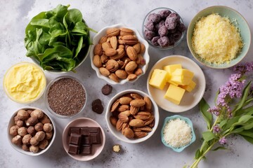 A table topped with bowls filled with different types of food