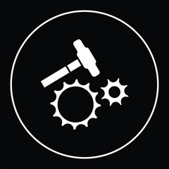Tools repair engine icon. Hummer with gear logo. Tools icon vector illustration