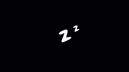 Sleeping zzz snoring symbol animation on transparent background, 2D motion graphics animated video, Cartoon style, 4K sleep concept on alpha chanel
