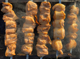 Juicy grilled duck skewers with crispy skin