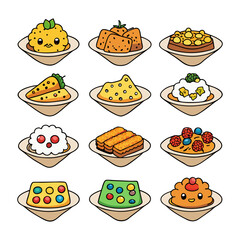 Assorted Cute Cartoon Food Dishes