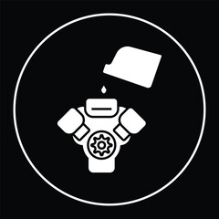 Change oil engine illustration. Refill oil engine car icon vector. Car service icon in workshop