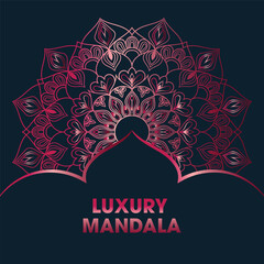 Golden Luxury Mandala Design whit blue background