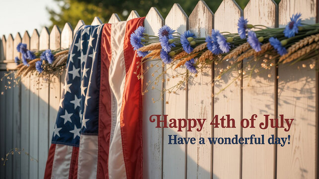 Patriotic fourth of july fence decoration