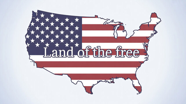American flag map land of the free graphic