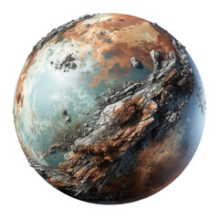 Naklejka premium Weathered sci-fi planet texture, isolated on transparent background. PNG
