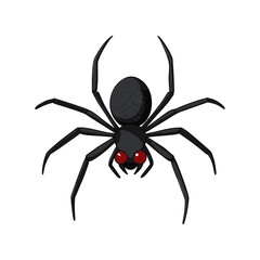 Spider Illustration: A detailed illustration of a black spider with bright red eyes, showcasing a striking graphic representation, perfect for various design needs.