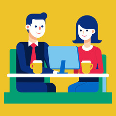 Fototapeta premium vector illustration of business people working together