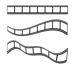 Vector film strip. Roll retro film. Film in retro style. Curved film strip. Retro photos, movies or movie frames. Video tape strip roll. Symbol of cinema. Vector illustrations EPS10