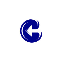 C letter logo with arrow combination in flat design style