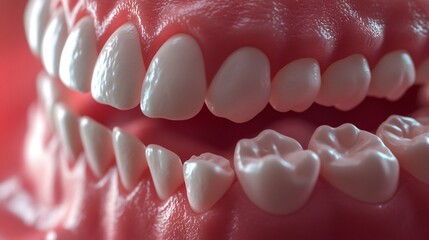 3d rendered realistic model of human teeth and gums magnified to show plaque buildup bacteria and tartar deposits detailed textures medical grade reference image