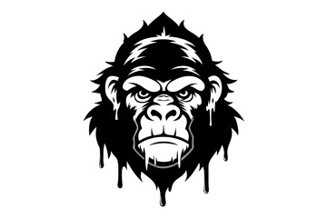 Fototapeta premium Bold Gorilla Head Tattoo Vector with Artistic Strokes