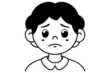 Obraz premium Sad Cartoon Face with Teardrops Vector Art