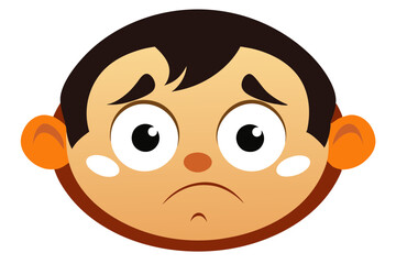 Fototapeta premium Emotional Sad Cartoon Face Drawing Illustration