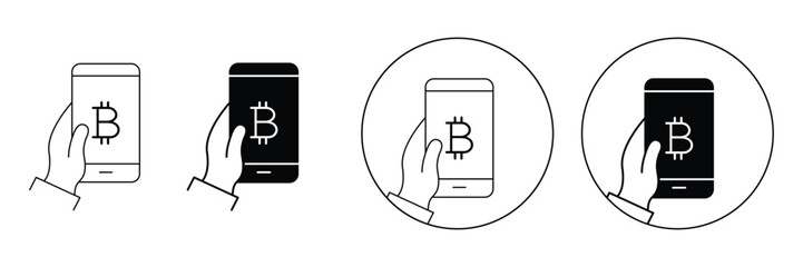 Set of Cryptocurrency icon collection. Bitcoin, crypto currency, money, blockchain technology, mining, exchange, payment symbol.