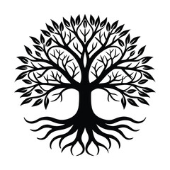 Obraz premium vector tree silhouette with white background 