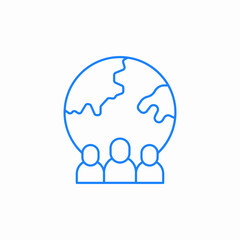 people around globe international icon sign vector