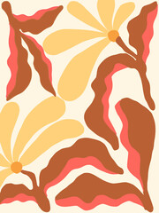 Abstract floral pattern with warm tones, ideal for boho prints, wall art, and modern textile designs